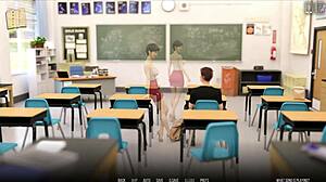 Curvy university cutie struts in tight outfit for 3D scene