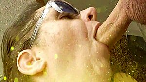 sensual deep throat action with sexy babe on massive 8-inch uncut cock