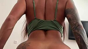 Hot beauty with slim waist rides anal and gets creampied