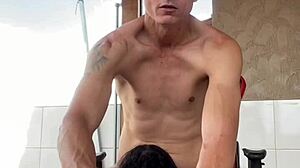 Tattooed Teen’s Sloppy Blowjob on Home Balcony