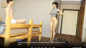 Curvy university cutie struts in tight outfit for 3D scene