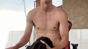 Tattooed Teen’s Sloppy Blowjob on Home Balcony