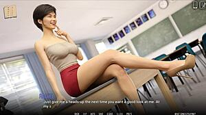 Curvy university cutie struts in tight outfit for 3D scene