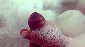 Masturbating in bubble bath solo