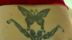 Doggystyle white slut with anal sex, bent over assfucking, tattoo, and creampie