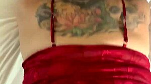 Doggystyle white slut with anal sex, bent over assfucking, tattoo, and creampie