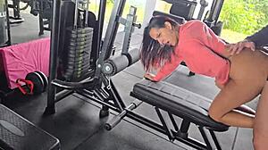 Fodi hot brunette Kel Macettare at condo gym