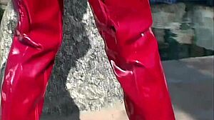 hey, watch this blonde milf slave suck cock outdoor in fishnets!