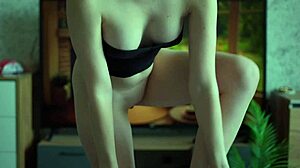 Sexy babe tries on panties and pees standing in homemade fetish clip