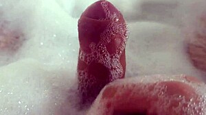 Masturbating in bubble bath solo