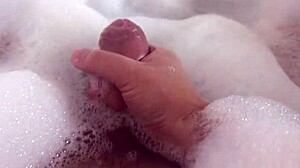 Masturbating in bubble bath solo