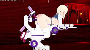 Anime Hentai Girl Rides Wild Dildo Machine in 3D Action