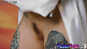 Angel Joanna Angel strips naked, revealing her sultry tattoos