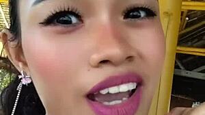 Asian Beauty Speech Shows Off Huge Dildo in Wild Style