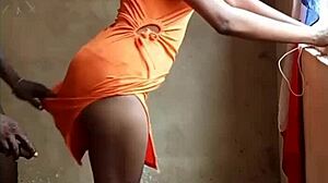 african teen takes big black cock in standing doggy