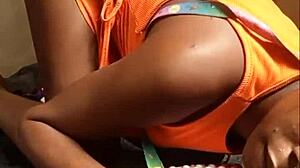 african teen takes big black cock in standing doggy