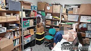 Damn! Brunette in Police Uniform Grills Suspected Thief Hard!