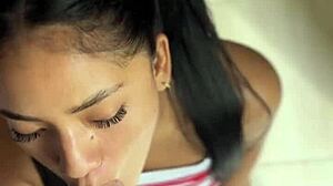 Amateur couple shares deep blowjob with stepbrother's bbc