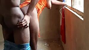 african teen takes big black cock in standing doggy