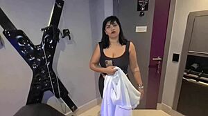 couple's backstage doggystyle quickie without condom, then with