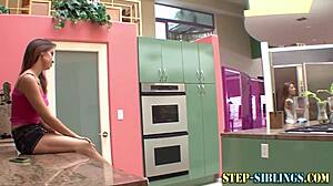 Brunette Stepsister Rubs Pussy While Teen 18+ Sucks Oral and Fingers in High Definition Lesbian Scene