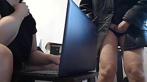 I sneakily masturbate near my colleague in the office, risking it all for orgasm