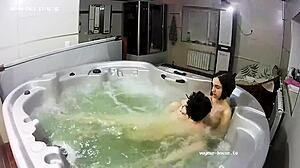 Young lesbian couple gets steamy in the bath with fingering fun 😍