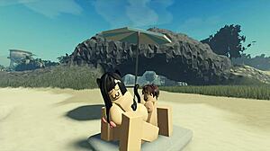 Enjoying A Creampie With My Roblox Catgirl On The Beach