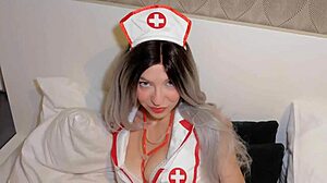 Nurse with large breasts gets cum inside her vagina