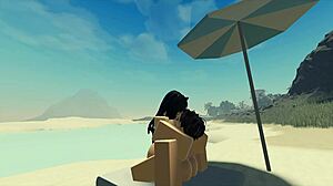 Enjoying A Creampie With My Roblox Catgirl On The Beach