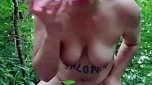 Look at this slut slave in the forest