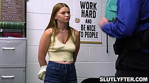 Suspected Thief Mazy Myers Stripped and Forced to Pleasure Security Officer