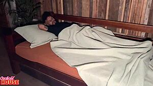 Naughty Girl Wakes Boyfriend for Threesome!