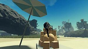 Enjoying A Creampie With My Roblox Catgirl On The Beach