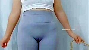 Asian Girl Dancing With a Teasing Cameltoe Show