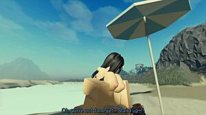 Enjoying A Creampie With My Roblox Catgirl On The Beach