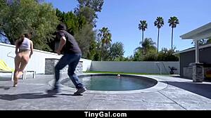 Big dick guy spanks tiny teen hard. Tinygal takes brutal banging!