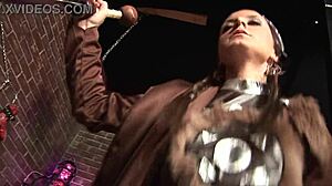 Big cock penetrates shaved pussy.