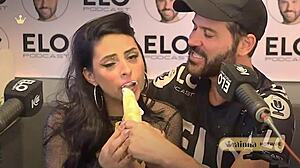 hotwife rainha slobbers on podcast host with steamy skills