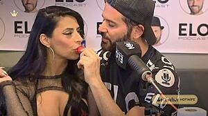 hotwife rainha slobbers on podcast host with steamy skills