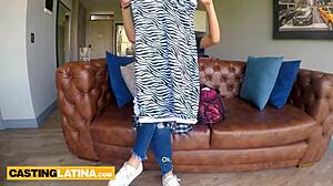 melissa mocosa, petite colombian, moans on huge cock at casting