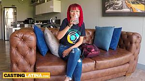 melissa mocosa, petite colombian, moans on huge cock at casting