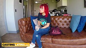 melissa mocosa, petite colombian, moans on huge cock at casting