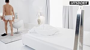 the skinny girlfriend moans as her man dives into her pussy