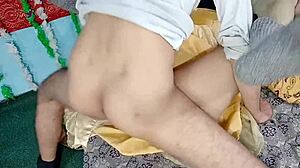 Yellow Dressed Desi Bride Enjoys Hard Big Cock on Wedding Night.