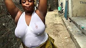 Bitch With Massive Tits Helped And Fucked Hard Outdoor