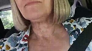 Housewife flashes tits in car selfie