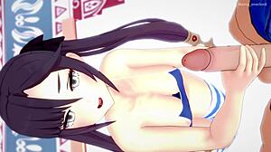 Mona in swimsuit jerks off uncensored hentai