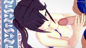 Mona in swimsuit jerks off uncensored hentai