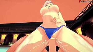 Hey, check out Belfast bikini fun in the public pool with Azur Lane fantasy